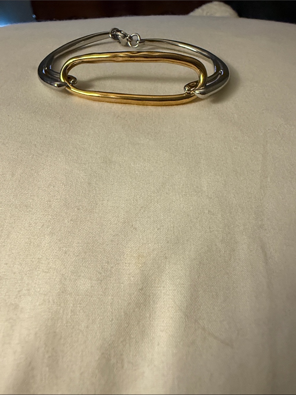 Two-Tone Gold and Silver Oval Link Bracelet - Women's Jewelry
